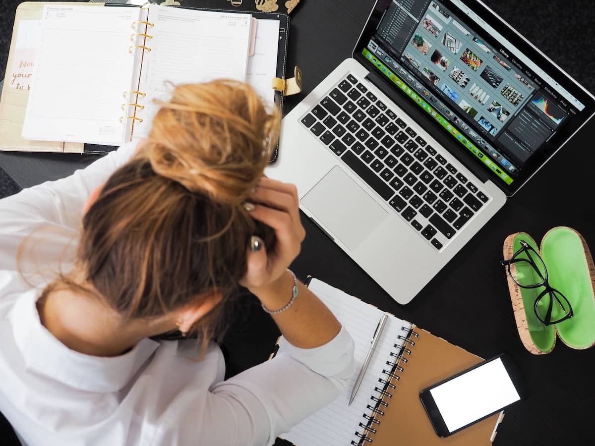 Woman with anxiety at work