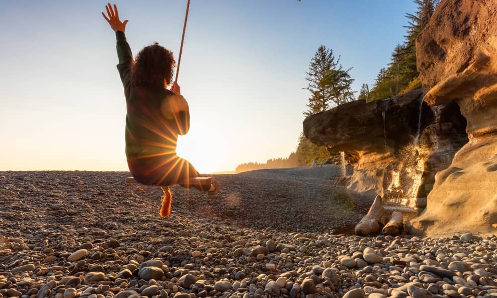 Woman seeking peace in nature
